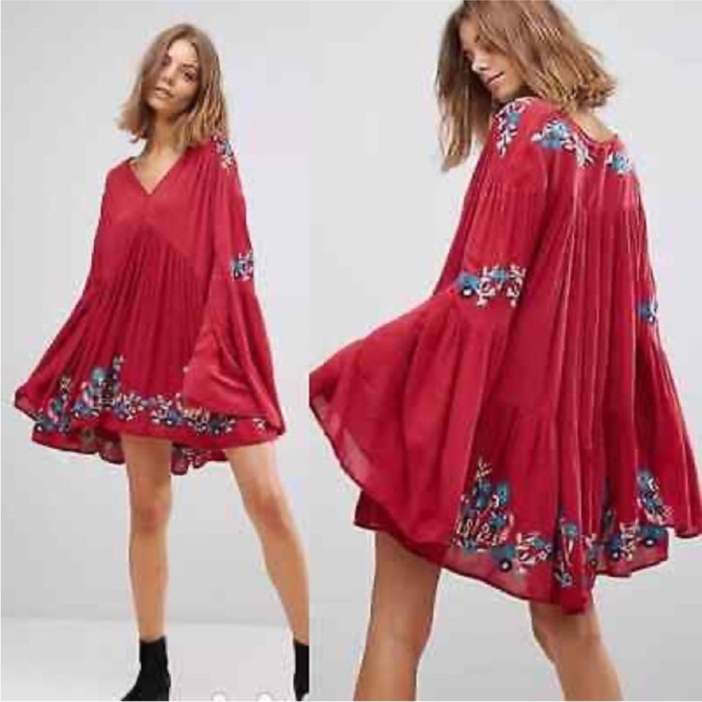 Free People Red Floral Dress
